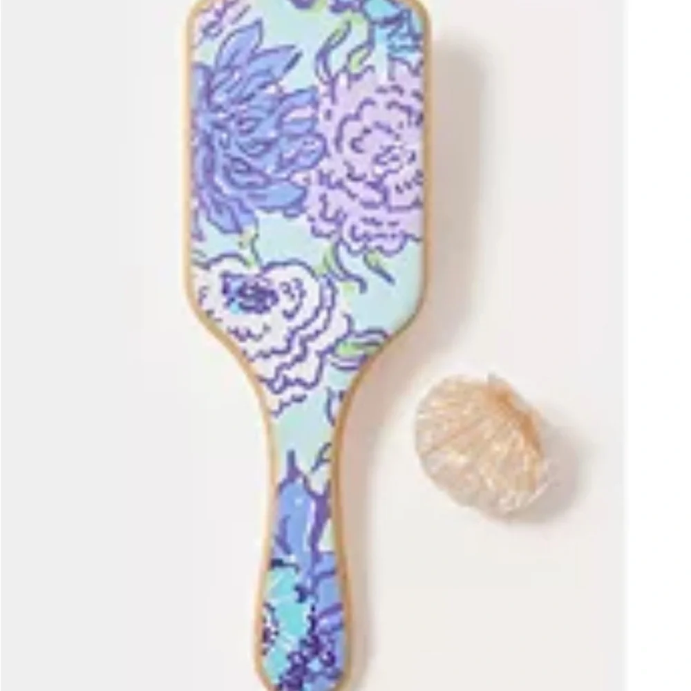 Lilly Pulitzer Purple and Blue Hair Accessory Shell Clip and Violet Paddlebrush